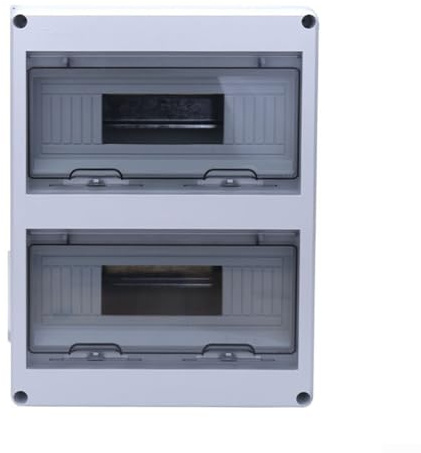 Hasaller Waterproof and Dustproof ABS Plastic Surfaces Mounted Electrical Distribution Box with 24 Circuits and Clear Flip Window for Home Construction Site Factory and Railway 37x27.5x11cm