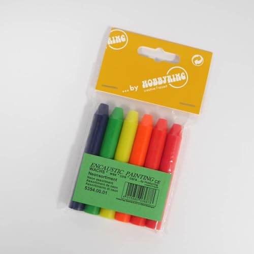 Hobbyring - Encaustic Wachsstifte - Set Neonfarben - 6 Stifte im Set - Bildgestaltung Wachsmalerei