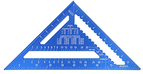 Righello triangolare Goniometro quadrato 12 pollici multifunzione in lega di alluminio per la lavorazione del legno, strumento di misura per falegnami, ingegneri, artigiani, blu
