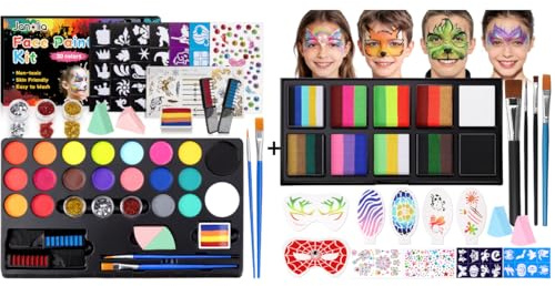 Janolia Kinderschminke Set, Kinder Schminke Wasserbasis, Bodypainting Farben für Theaterschminke, Faschingsschminke Face Paint, Ideal Kinderschminken Set für Halloween Karneval