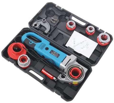 Begoniape Tragbare Gewindeschneidmaschine, Elektrischer Rohreinfädler Set mit Aufbewahrungskoffer und 6 Matrizen, 2'', 1-1/2'', 1-1/4'', 1'', 3/4'', 1/2'', 2300W 230V, für 0.82-2.35 Zoll Rohr, Blau