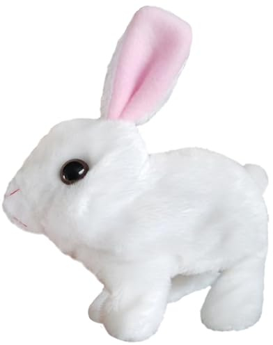 Frfik Realistic Bunny Plush, Interactive Stuffed Bunny Plush Figure Toys, Electronic Pet Realistic Rabbit, Jumping, Twitching, and Shaking Ears