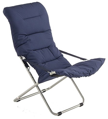 fiam Soft Deck Chair, in der silbernen Farbe Stahlkonstruktion, gepolstert dunkelblau Cod. 127S ALBL