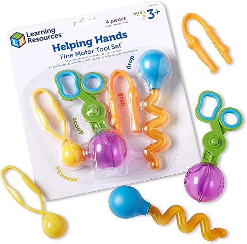 Learning Resources Helping Hands Fine Motor Tool Set, Ages 3+, Sensory Toy Gift for Kids, Strengthens Fine Motor Skills, Includes 4 Tools for Classroom & Home Learning