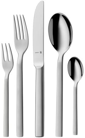 WMF Lyric Plus Besteck Set 12 Personen, 66 teilig, 60 Teile mit Servierbesteck, Hohlheftmesser, Cromargan protect teilmattiert, kratzbeständig