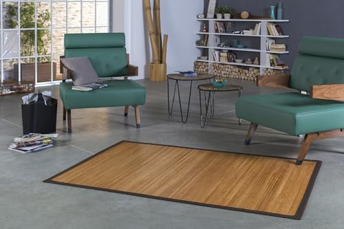 DE-COmmerce Bambusteppich Sensual Bambusmatte Läufer mit Bordüre rutschfest Ø 200 cm