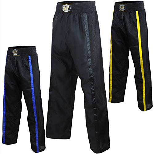 Bay Netz Gewebe Kickboxhose Hose (XXS - 140, schwarz/schwarz)