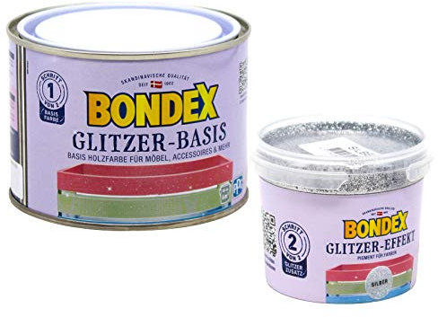 Bondex Glitzerfarbe Glitter-Wandfarbe zum Streichen 0,6L, Holz-Möbelfarbe mit Glitzer-Effekt zur kreativen Gestaltung Innen (silber, sandrose)