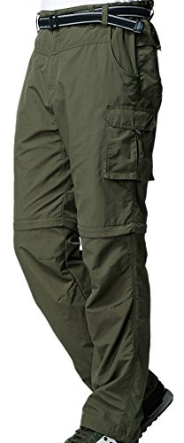 Jessie Kidden Hiking Walking Trousers Men,Quick Dry Convertible Lightweight Breathable Waterproof Outdoor Fishing Zip Off Pants #225-Army green-38