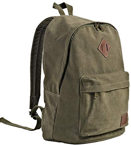 seemeroad Canvas Vintage Rucksack Ultraleichter und Lässiger Rucksäcke Laptop Daypack Schulrucksack Reiserucksack für Herren Damen (Armeegrün)