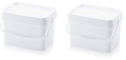 2X Eimer 20l rechteckig * 20 Liter * lebensmittelecht stapelbar Kunststoffeimer 20Liter weiß Farbe Futter Gastro Catering