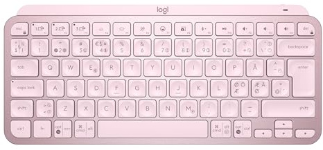 Logitech MX Keys Mini Minimalistiskt Trådlöst Belyst Tangentbord | Kompakt, Bluetooth, Bakgrundsbelyst, USB-C, Kompatibel med Apple macOS, iOS, Windows, Linux, Android, PAN QWERTY - Rosa