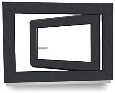 Kellerfenster - Fenster - Dreh- & Kippfunktion - innen anthrazit/außen anthrazit - BxH: 100 x 60 cm - 1000 x 600 mm - DIN Links - 2 fach Verglasung - 60 mm Profil