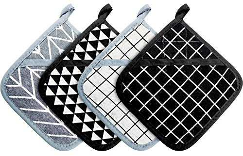 Large Pot Holders Oven Mitts Set Heat Resistant Pot Holders Square Pot Holder Hot Pads Trivet for Kitchen Cooking and Baking (4 Pieces)