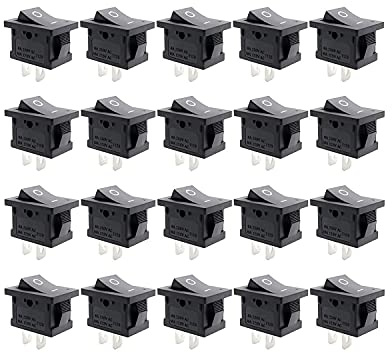 Hsthe Sea 20 Stück AC 10A/250V 2 Lötösen SPST Ein/Aus Mini Boot Wippschalter Auto Auto Boot Runde Rocker 2 Pin Toggle SPST Schalter Snap