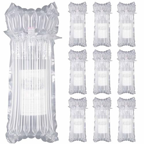 QISF 10 PCS Wine Bottle Protectors | Inflatable Column Packaging Air Bags Bubble Wrap Reusable for Safe and Transportation Not Including Pump, 24*40.5 cm