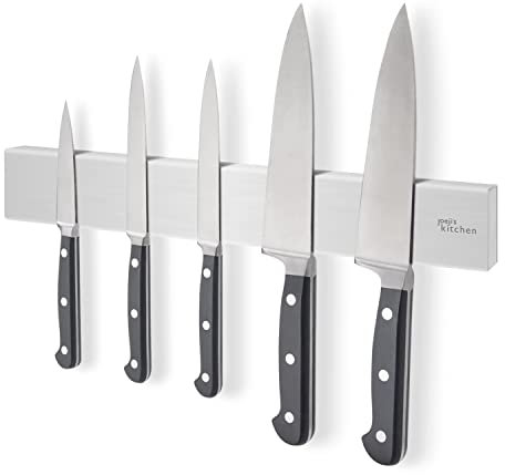 ﻿﻿Joeji's Kitchen Strong Magnetic Knife Bar Holder Rack 40cm - Stainless Steel - Easy Installation 3M Adhesive or Screws - Perfect for Kitchen or Garage Utensils Tools