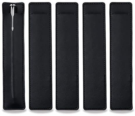 5 Stück Leder-Federmäppchen für Einzelfüllfederhalter, weiche Stifthülle für Herren und Damen, Schutzhülle für Büro, Schule, Business-Geschenk (schwarz)