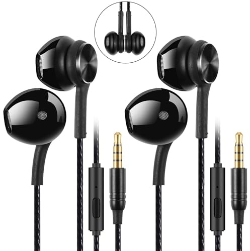 2 Pack Écouteurs Filaire Intra-Auriculaires Magnétiques de Sport,Ergonomique Stéréo avec Microphone, Anti-Bruit Casque, Haute Définition, Jack 3.5mm pour Samsung,LG,Xiaomi,Sony,Huawei etc - Noir