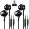 GUUVOR 2 Pack Auriculares In Ear, con micrófono y Cable, Aislamiento de Ruido, Auriculares de 3.5 mm Enchufe para Huawei, Samsung, Xiaomi -Negro