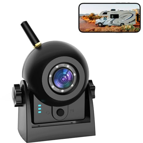 MHCABSR Magnetic Wireless Backup Camera-WiFi Reversing Camera with Rechargeable Battery, IP68 Waterproof, 1-min Installation, for Hitching Gooseneck Horse Trailer/Boat/RV/Pickup/Truck/Minivan