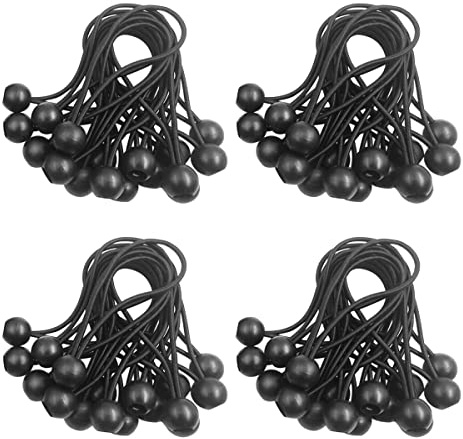 Spanngummi mit Kugel,Zeltgummis,Ball Bungee,50 STK Planenspanner mit Kugel | Gummispanner für Banner,Zelte Spanngummi Schwarz