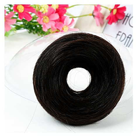 Brötchen Haarteil 1 Stück Chignon-Haarteile mit elastischem Gummiband for Damen, Echthaar-Dutt, unordentlicher Dutt, Haarteil, Donut-Chignon, brasilianisches Remy-Haar Brötchen Haarteil (Color : #1B