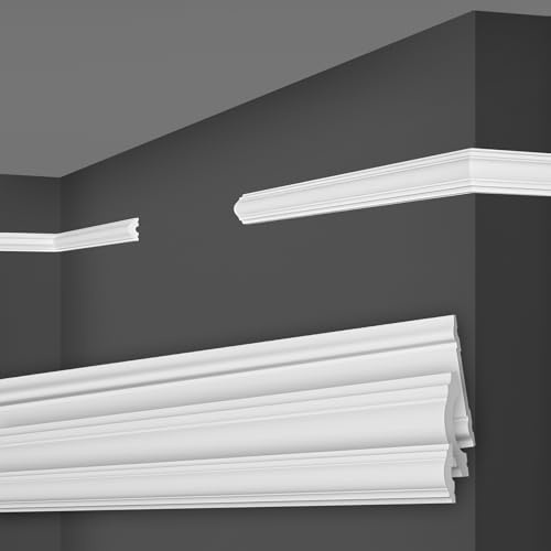 MARBET DESIGN Wandleisten weiß HDPS Kunststoff - 2 Meter Zierleisten Wandvertäfelung Wandprofil Flachleiste Stuckleisten Dekorleisten Zierleisten (HW-1 22x11 mm, 30 Meter / 15 Leisten)