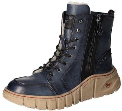 MUSTANG Damen Stiefelette sportlicher Plateau Boot warm Reißverschluss 1499-602, Größe:40 EU, Farbe:Blau