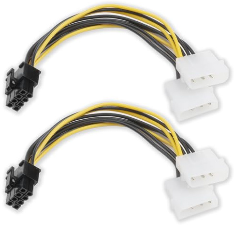 Gments 8 Pin Pcie to Molex Connector Pc Power Cable 2x 4 Pin 2-Pack, 20cm | Dual Molex To Sata 18 Awg Copper for Asus Gigabyte Evga Gpu, Dual 4Pin Male 8Pin Female Graphics Card Power Supply Cord
