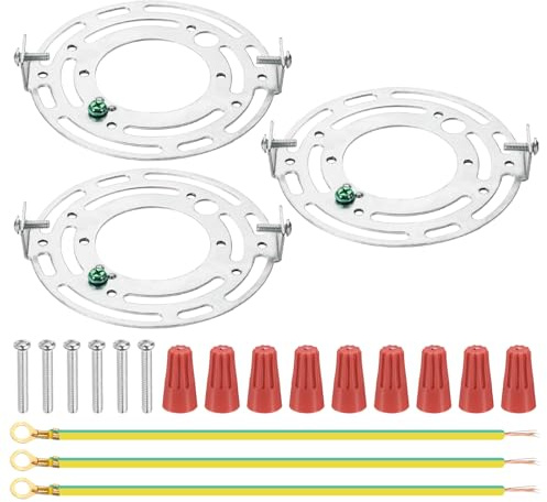 PATIKIL 105mm (4.13) Universal Light Fixture Mounting Bracket Kit, 3 Set Silver Tone Round Ceiling Plates with Screws for Wall, Ceiling, Pendant, Chandelier Lights