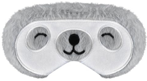 VerteLife Schlafmaske, Weiche Flusen Augenmaske Reisen Nickerchen Augenbinde Neuheit Cartoon Schlafen Augenmaske Augenabdeckung für Kinder Erwachsene Jungen und Mädchen (Faultier,Weiß)