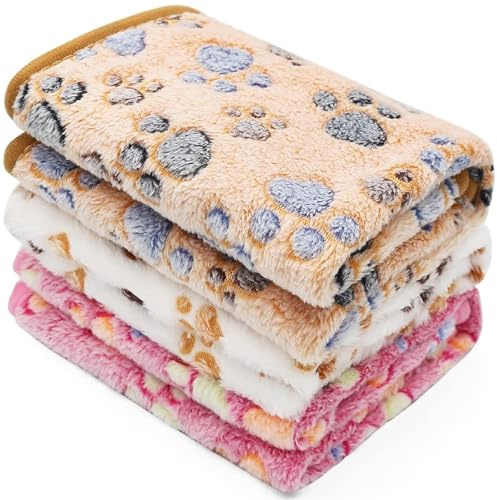 Kiuiom Coperta Gatto Soffice, Coperta Cane Lavabile, Animali Domestici Copertina, 3PCS 40x60cm Morbide e Calde Coperte per Cani Coperte per Letto per Cani Coperte in Flanella per Cani e Gatti