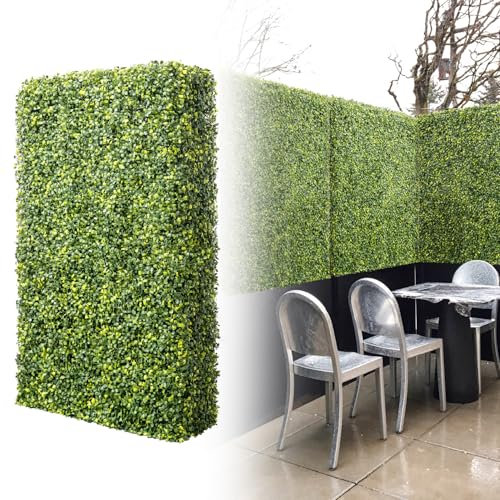 Goleray Pared de seto artificial de 18 pulgadas de ancho x 36 pulgadas de alto x 18 pulgadas de profundidad, telón de fondo de pared de césped verde con paneles rígidos, valla de privacidad de boj