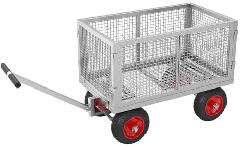 YHWKGZ Garden Cart, Fenced Wheelbarrow, Multi-Function Flatbed Cart Heavy Duty, Foldable and Disassembled Utility Wagon, for Carrying Rocks/Weeds/Plants(35.4x23.6/90x60cm)