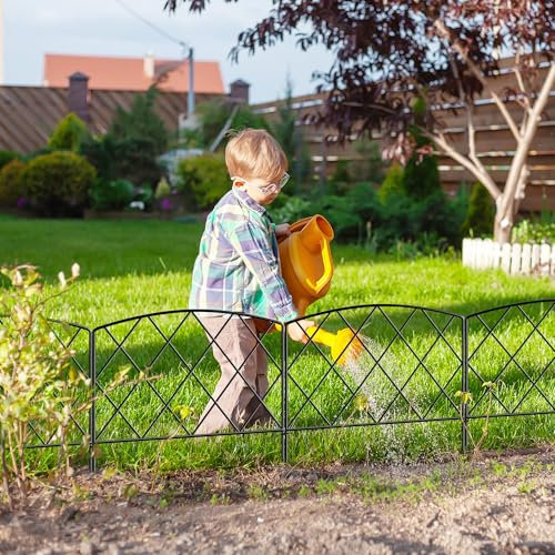 ARIFARO Recinzione da giardino 61 cm (altezza) x 56 cm (larghezza) 5 pannelli recinzione decorativa in metallo antiruggine recinzione per esterni recinzione in ferro recinzione per cani per cortile,