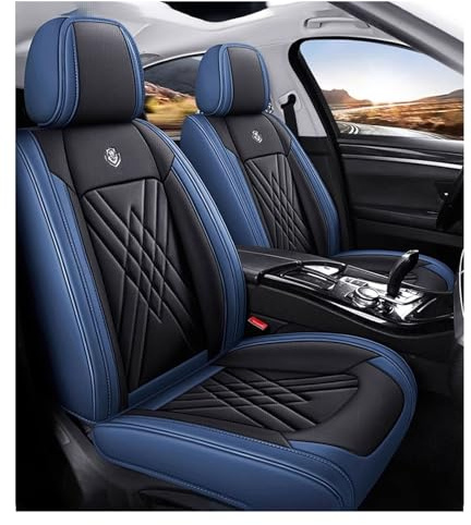 Universal-Sitzbezug Komplett-Set Für VW Golf VIII VI V IV III II I MK 8 7 6 5 4 3 R GTE/GTI/GTD/Clubsport 45, AutositzbezüGe Set Leder, 5-Sitze Universal-SitzbezüGe Auto Komplettset(C(Blue-Black))