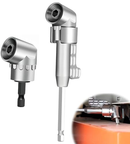 Tweozhui angle screw driver hex, Adattatore per avvitatore angolare a 105°, attacco angolare multifunzionale con punte per avvitatore flessibili, codolo esagonale da 1/4 di pollice, lungo + corto