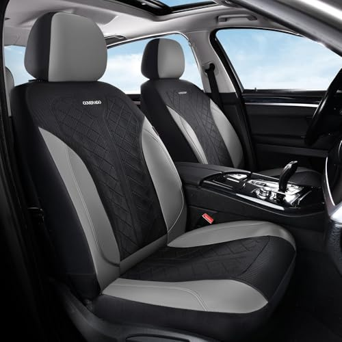 Coverado Leather Car Seat Cover for 2 Seats Front Seat Covers Waterproof Seat Covers 2-Pack Luxury Car Seat Protectors Universal Fit for Most Vehicles, SUV, Truck, Sedan