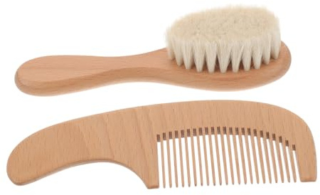 LOLIPPYY Haarbürsten Set Hochwertigem Holz Weiche Borsten Sanfte Kopfhautreinigung Leichter Neugeborenen Kamm und Bürste für Schonende Babypflege Einfach zu Reinigen und Handlich