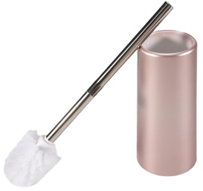 Cpolebev Scopino e Supporto per WC nel Acciaio Inossidabile - Set di Spazzole per La Pulizia della Tazza del Water per WC del Bagno (Rosa)