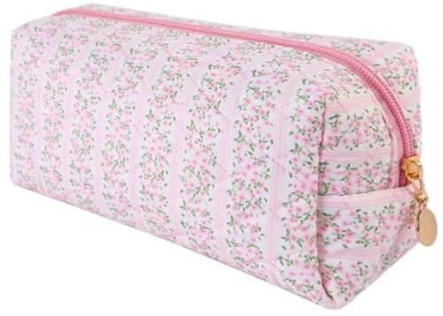 Carry bloom Federmäppchen, niedliches Federmäppchen für Mädchen, ästhetisches Federmäppchen mit Reißverschluss, Stifteetui, Schulbedarf, Make-up-Tasche (1 Blumen-Rosa)