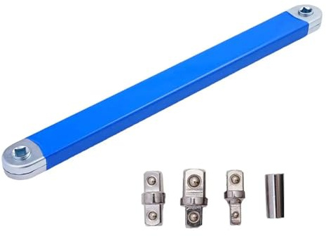 EnxJire Clé d'Extension Décalée Clé d'extension décalée professionnelle 3/8'' à 1/2'' 3/8'' 1/4'' Adaptateur d'entraînement carré Clé à cliquet à douille à chocs de 15 pouces Outil(Blue)