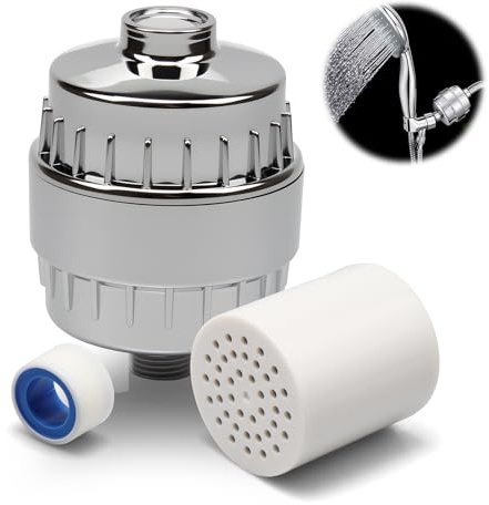36 Etapas Filtro Ducha con Vitamina C, Universal Filtro Agua Ducha Elimina Cloro y Metales Pesados, Shower Filter Mejora la Condición de tu Piel y Cabello, con 2 Cartuchos Reemplazables