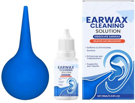 Ear Wax Removal Drops,Earwax Dissolving Drops with Bulb Syringe - Hygiene Dissolver for Itchy Hearing Buzzing Tinnitus Hardened Daily Home Office Women Swimmers Seniors Men Adults