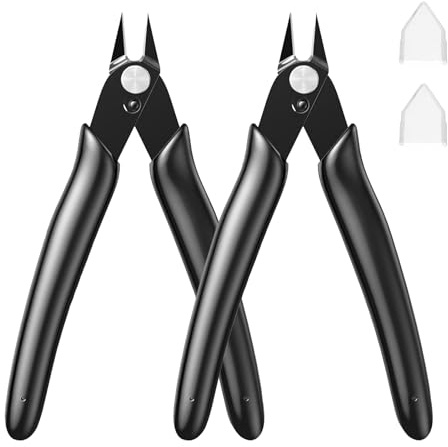 2 Pack Wire Cutters, 5 Inch Flush Cutters Cable Snips Side Cutters Pliers | Carbon steel sharp blades, cutting for jewellery making, electrical repair, DIY crafts, gardening, cable tie removal