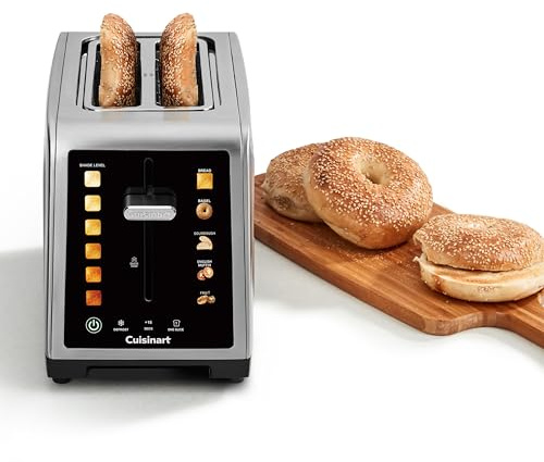 Cuisinart SimpliTouch XL Tostadora 2 rebanadas | Ranuras extra grandes | Pantalla táctil a color | High-Lift QuickView™ | Programas pan, bagel, muffin | Funciones descongelar, boost +15s | Acero inox
