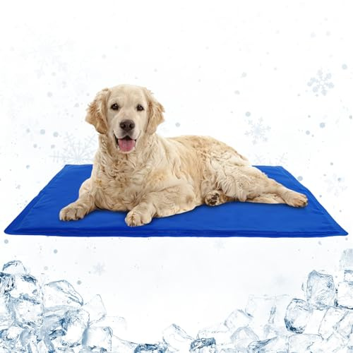 Hjumarayan Kühlmatte Hund, Kühlende Hundematte für Sommer, wasserdichte Kühlmatte für mittelgroße große Hunde, Nicht elektrische Kühlmatte für Hunde, ideal für Sommer & Auto, Blau XL (50x90 cm)