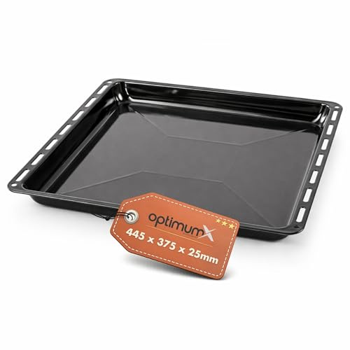 OptimumX 445x375x25mm Emailliert Backblech rechteckige Fettpfanne/Kuchenblech für Backofen, ideal zum Backen, Braten & Grillen