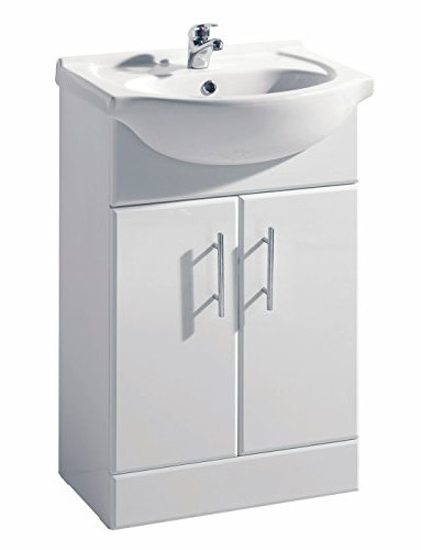 VeeBath Linx Bathroom Vanity Basin Sink Cabinet Unit High Gloss White Soft Close Door Hinges Storage Furniture - 550mm
